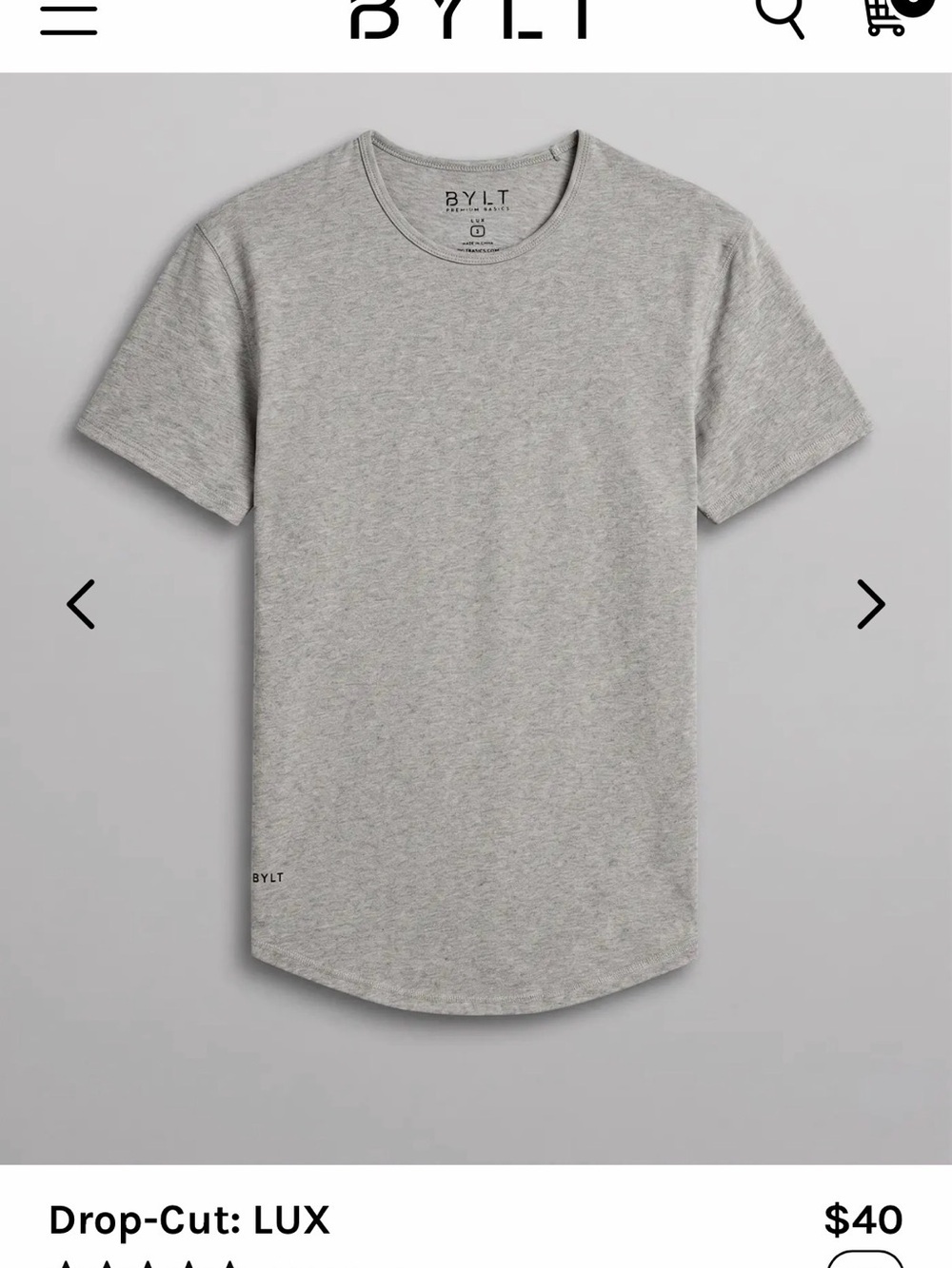 NWT BYLT Lux Short Sleeve Crew T-Shirt - Heathered Grey